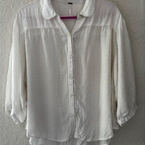 Free People Ivory Button-Down Blouse